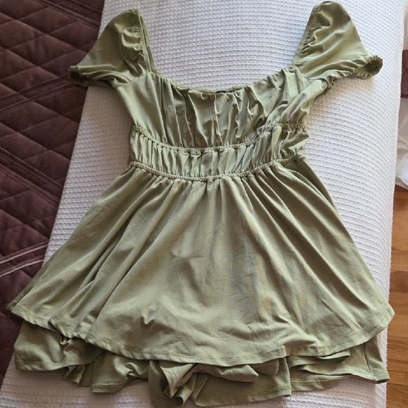 Windsor Pants - Windsor Olive Off-Shoulder Romper
